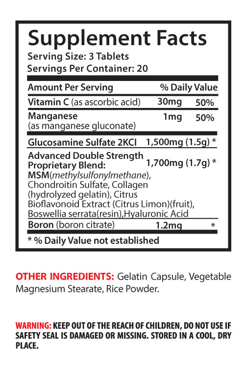 vitamin C supplement Glucosamine & MSM 3200mg natural arthritis medication 2B