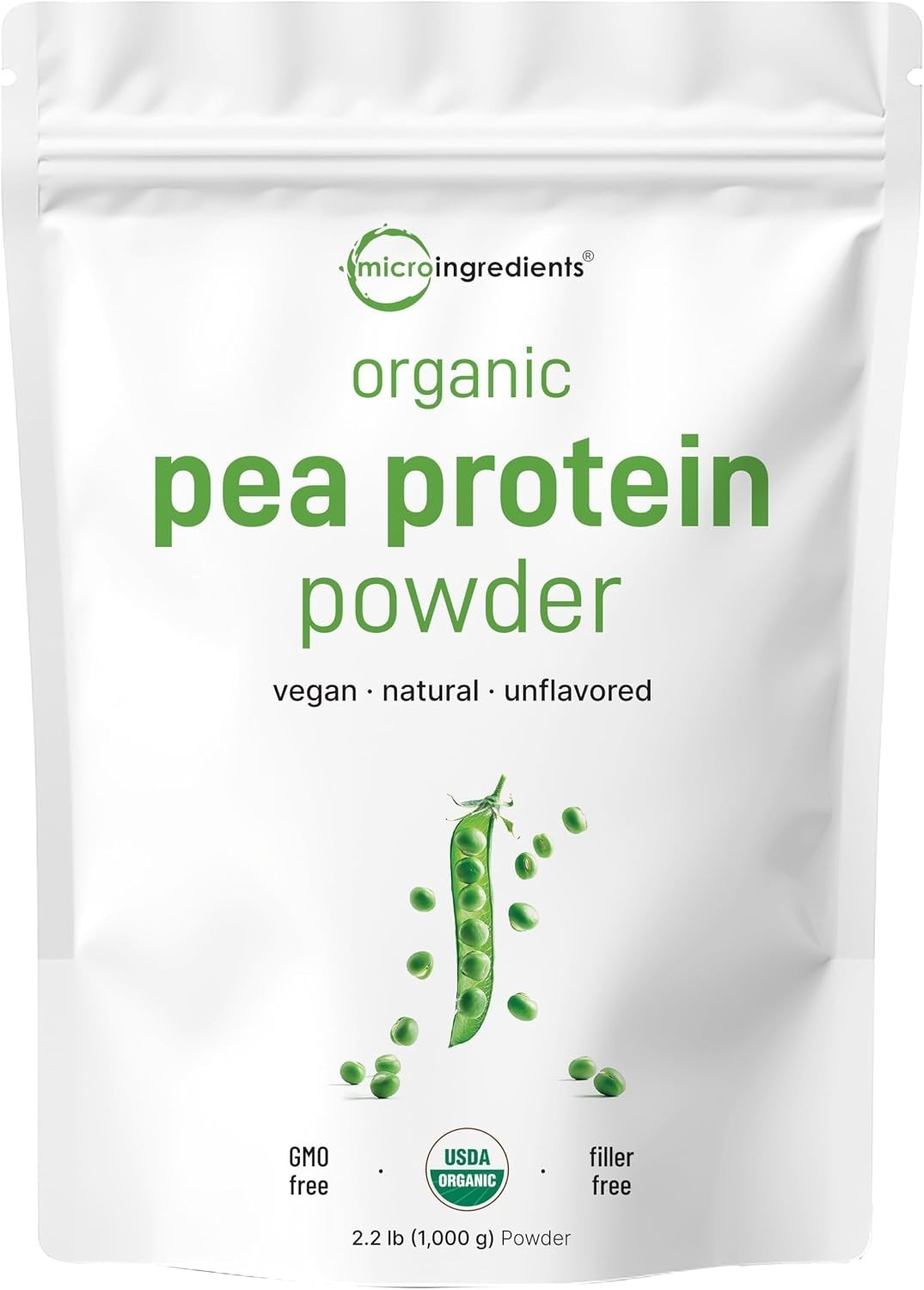 Organic Pea Protein Powder 2.2 Lbs Plant-Based Vegan Non-GMO Soy Free Amino