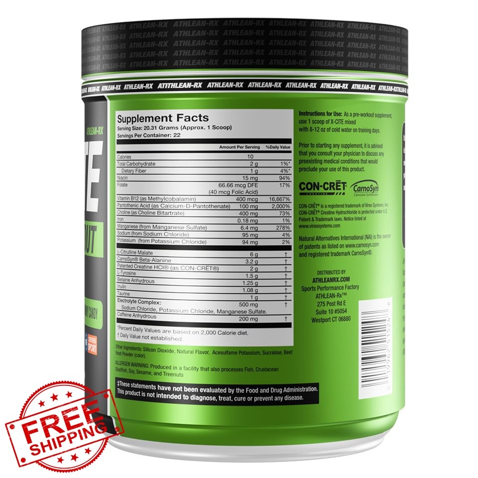 ATHLEAN-RX X-CITE Pre-Workout Sour Gummy Bear
