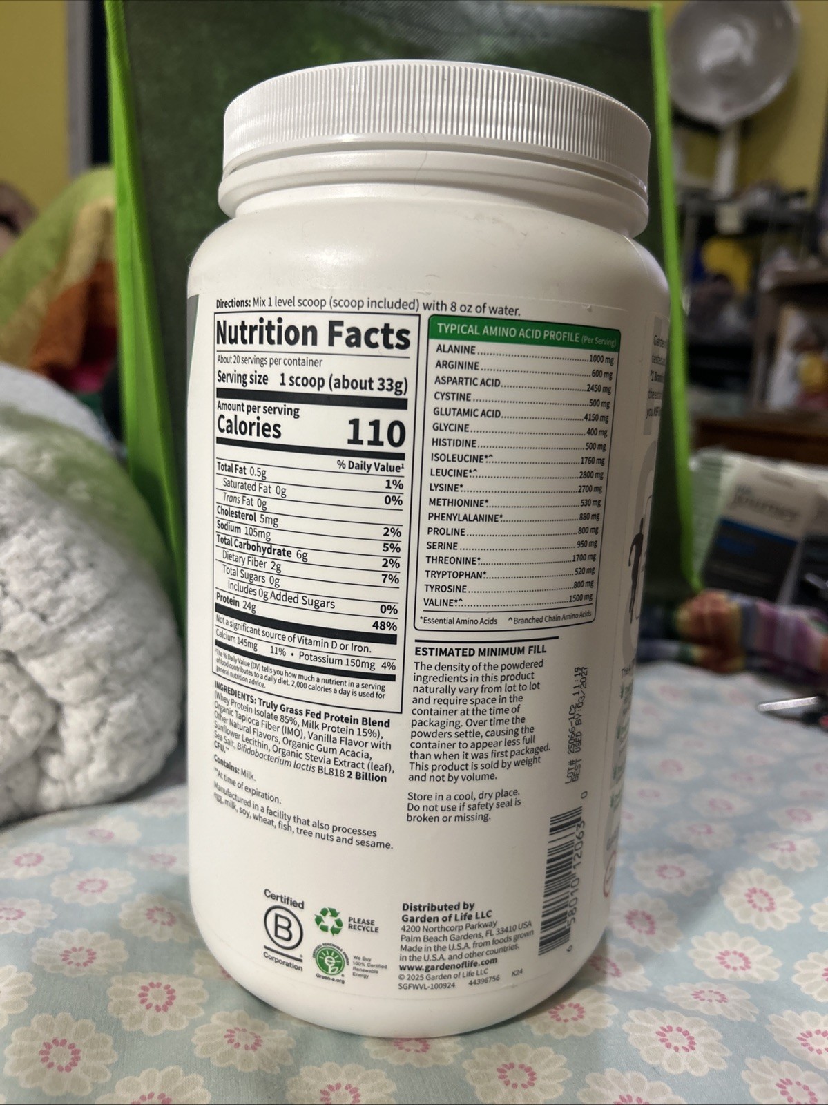 Garden Of Life Sport Whey Vanilla 20 Serving Exp. 03/27