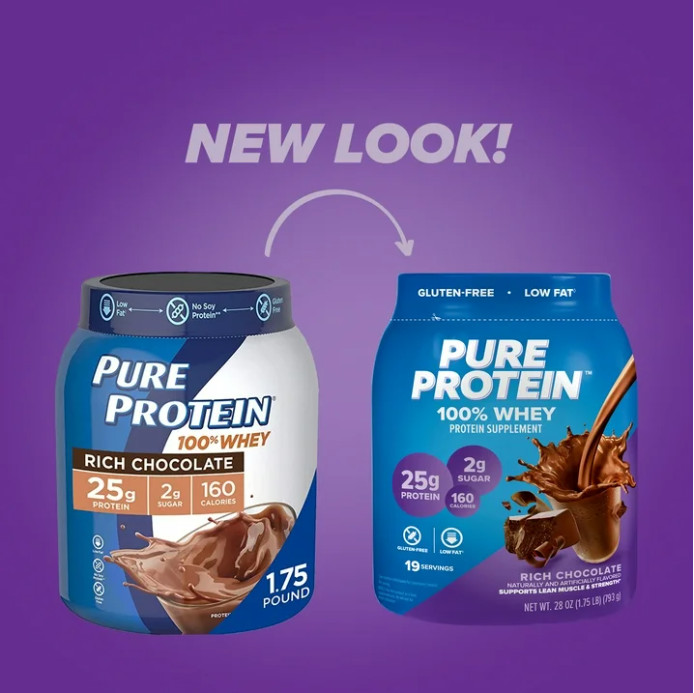 Pure Protein 100% Whey Protein Powder, Rich Chocolate, 1.75 lb, 25g Protein