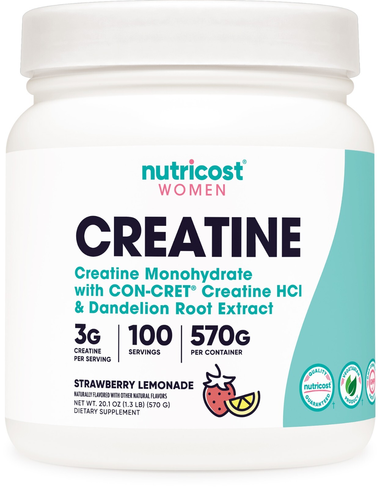 Nutricost Creatine Monohydrate Powder for Women, Strawberry Lemonade, 100 Serv