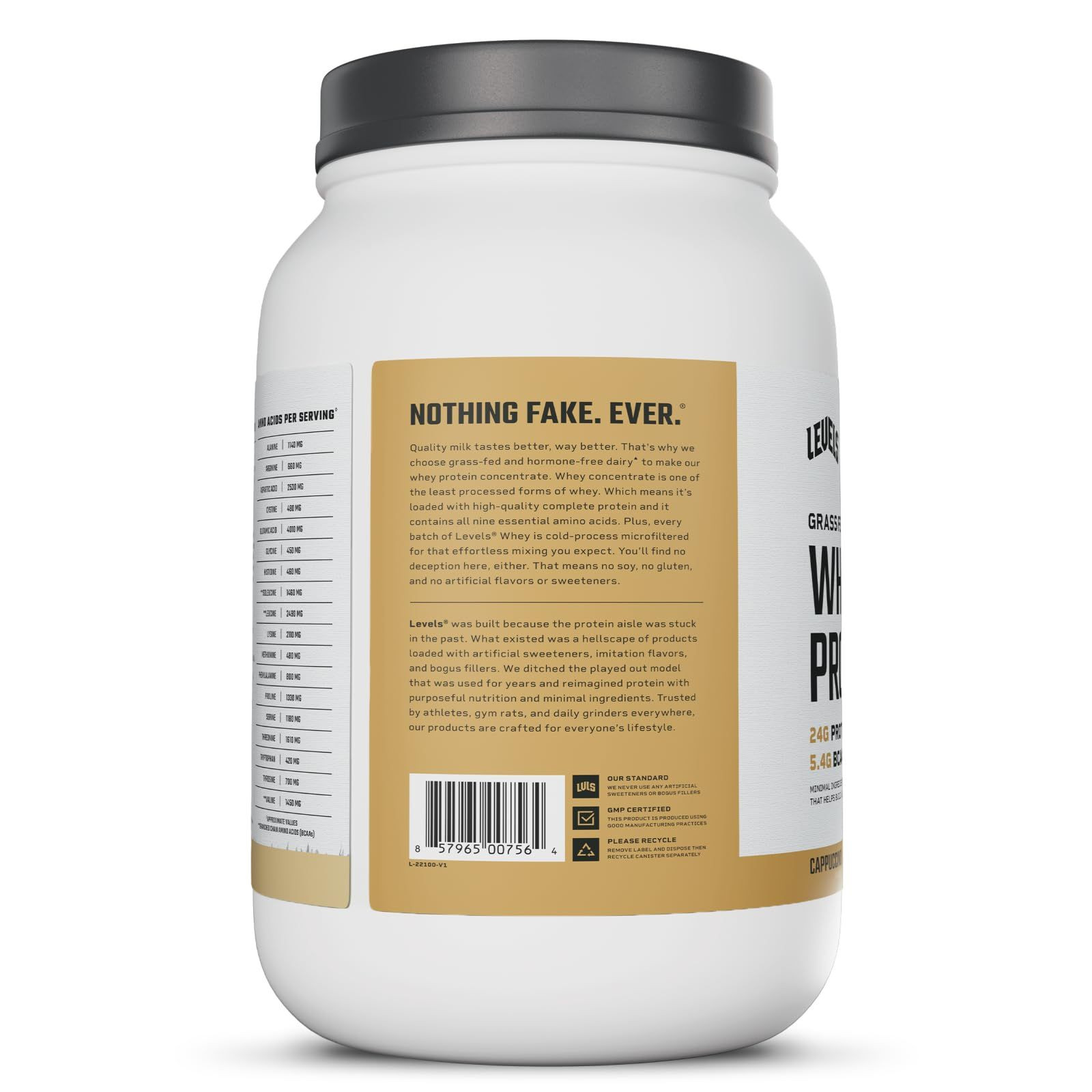 Levels Grass Fed Whey Protein Powder, No Artificials, 24G 2 Pound (Pack of 1)