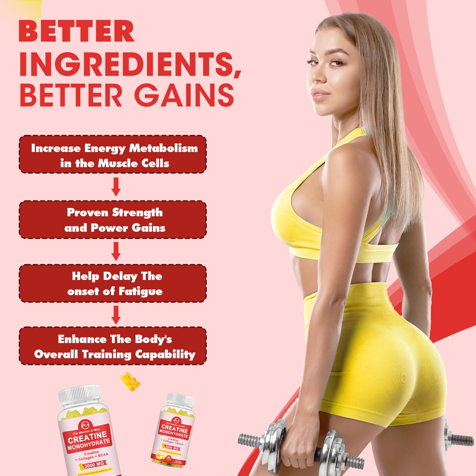 Creatine Monohydrate for Men & Women Workout Energy Muscle Growth Support