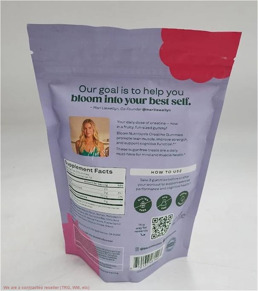 BLOOM NUTRITION Creatine Monohydrate – Berry Boost – 36ct/12 Servings EX 01/2027