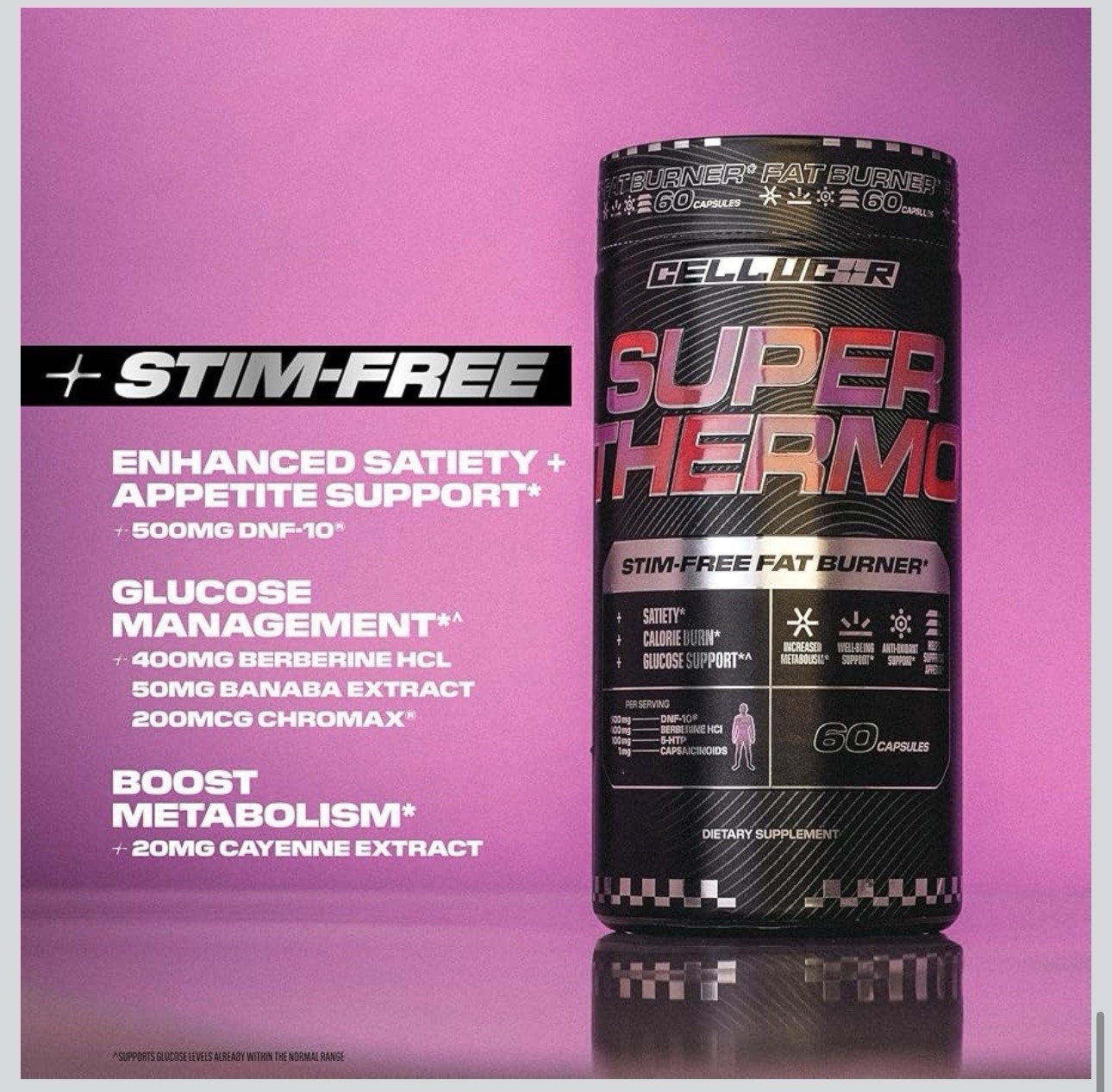Cellucor Super Thermo Stim-Free Fat Burner 60 Capsules Best By: 09/2026