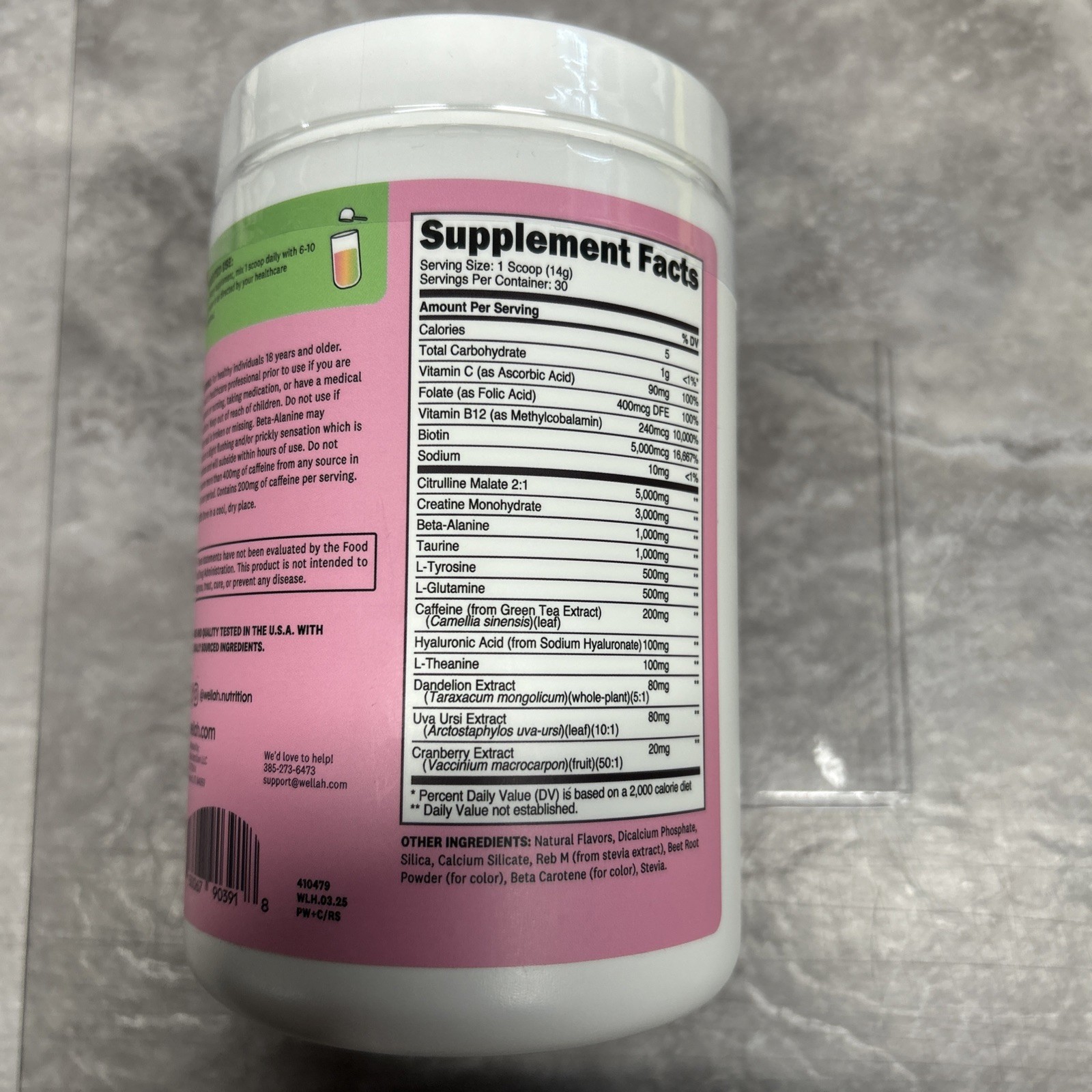 Wellah Pre-Workout + Creatine Powder (30 Servings) Rainbow Sherbert -3g Creatine