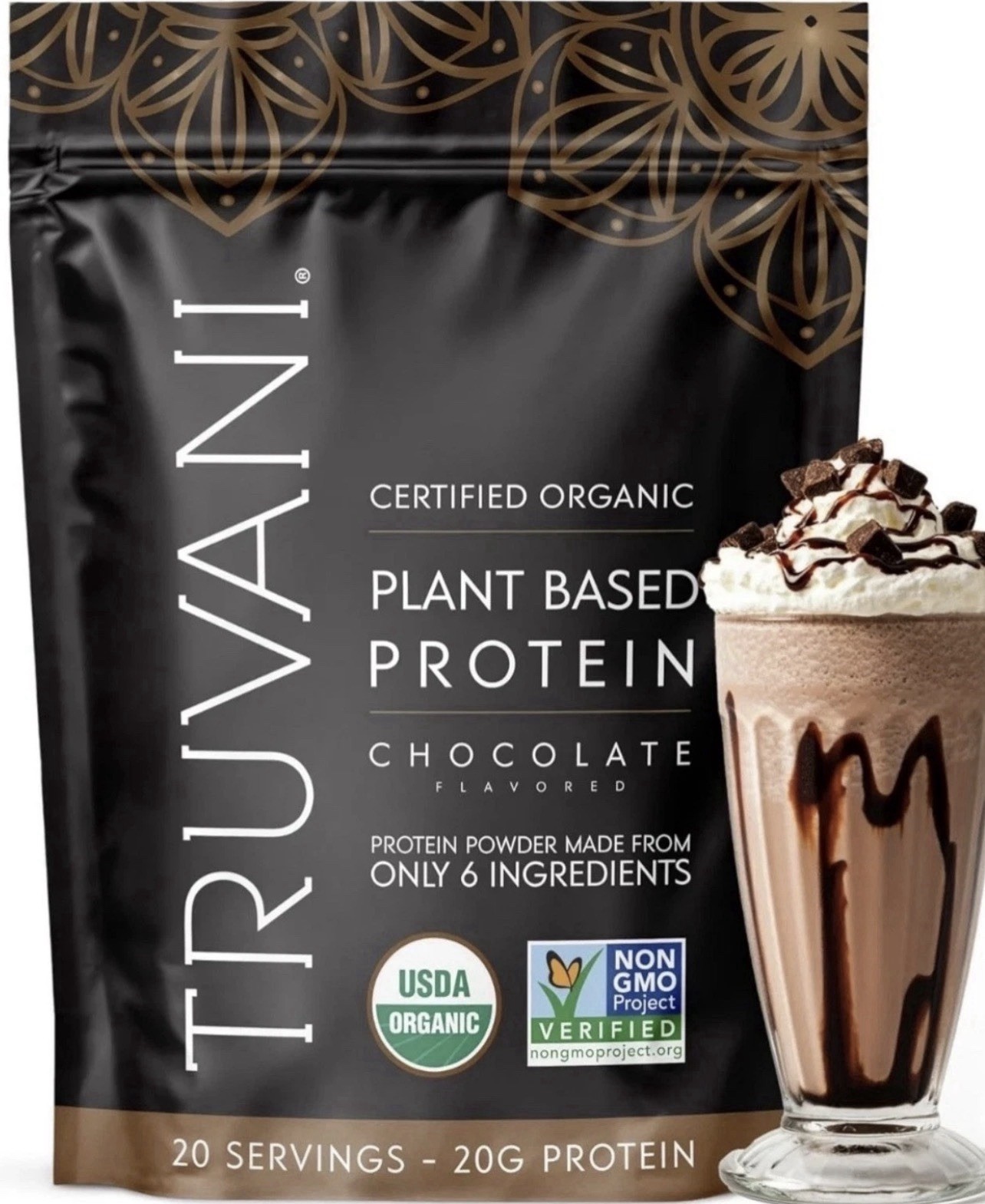 Truvani Plant Based ORGANIC Pea Protein- XL BAG 1.48LBS Chocolate EXP 02/2027