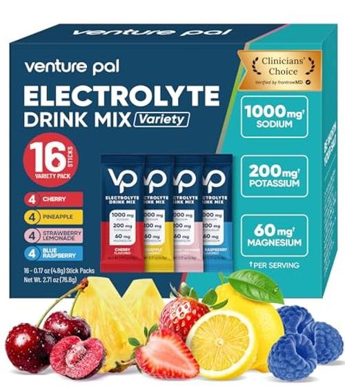 High Sodium Sugar Free Electrolytes 6 Ounce (Pack of 16) V1-Variety Salt