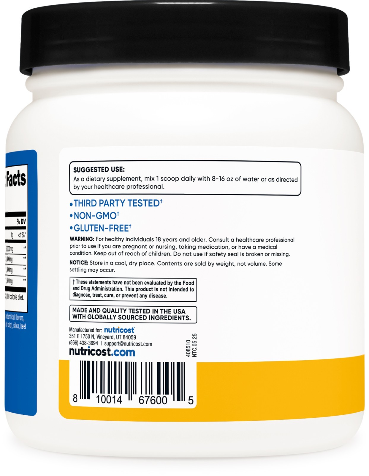 Nutricost BCAA 2:1:1 Powder (Orange Mango) 60 Servings – 6G Per Serving