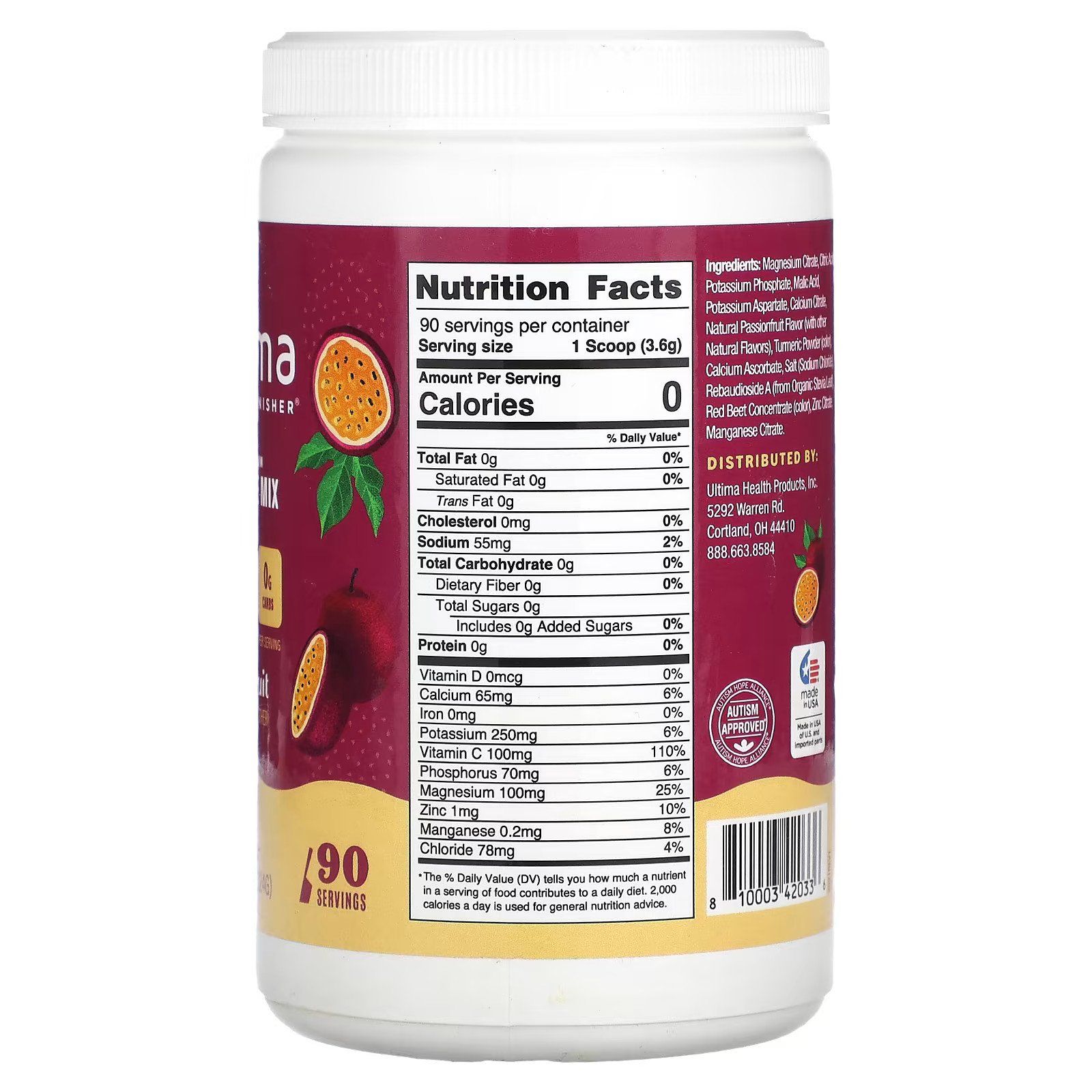 2 X Ultima Replenisher, Electrolyte Mix, Passionfruit, 11.4 oz (324 g)
