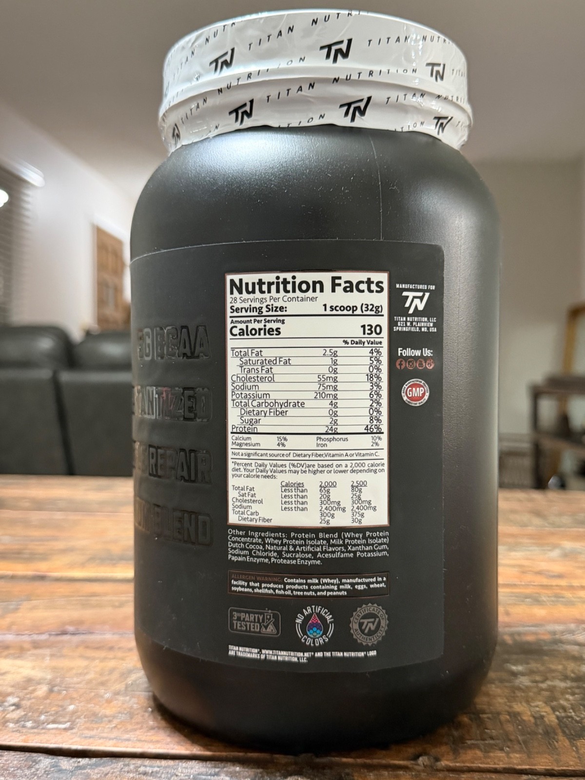 Titan Nutrition whey protein powder 2 lb Devils Food Cake Expiration 04/2027