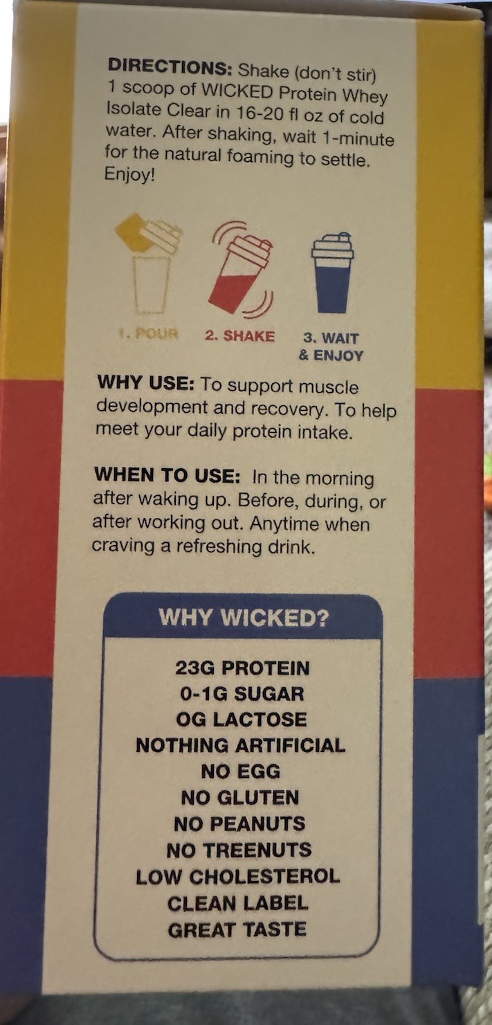 Wicked Protein Clear Whey Isolate Protein Powder Variety 6 Pk Lemon/water/icepop