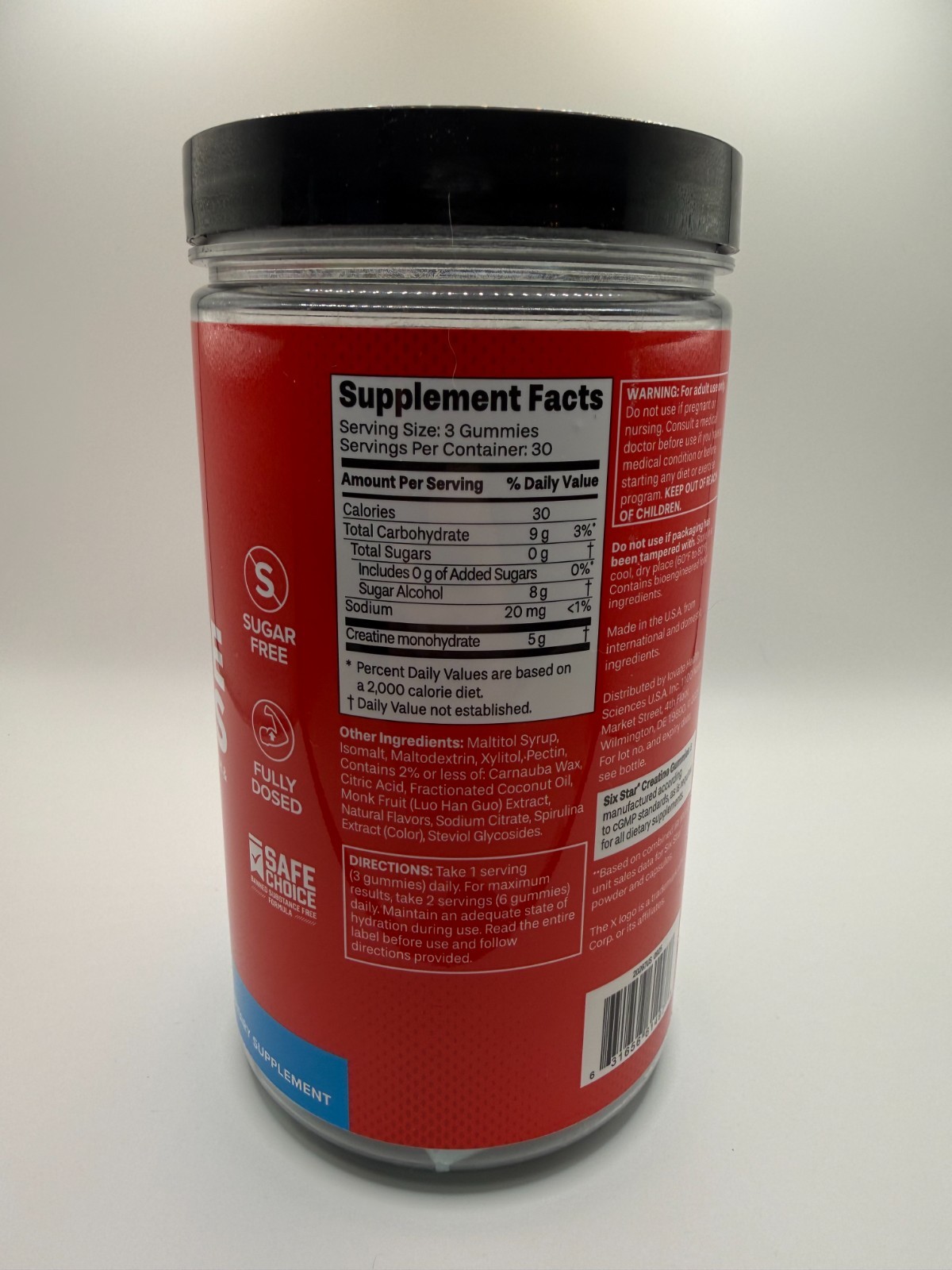 Creatine Gummies Blue Raspberry Muscle & Performance Supplement 5g 30 Servings