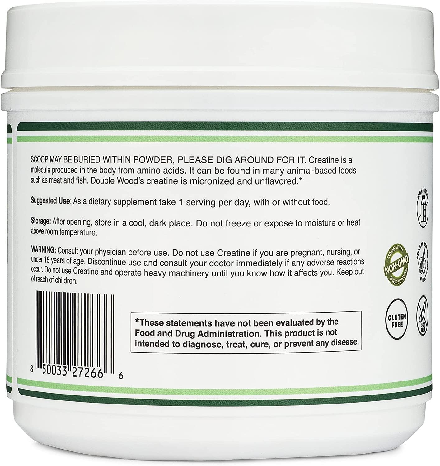 Creatine Monohydrate Powder 1.1lbs (100 17.6 Ounce (Pack of 1), No Color