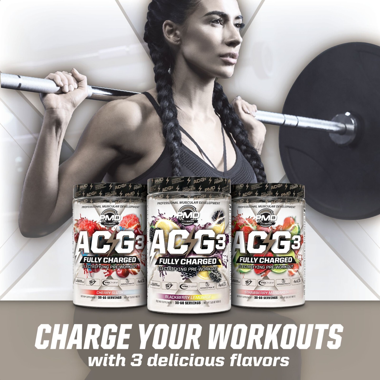 ACG3 Fully Charged– Pre Workout – Drink Mix- Cherry Slush (30-60 Servings)