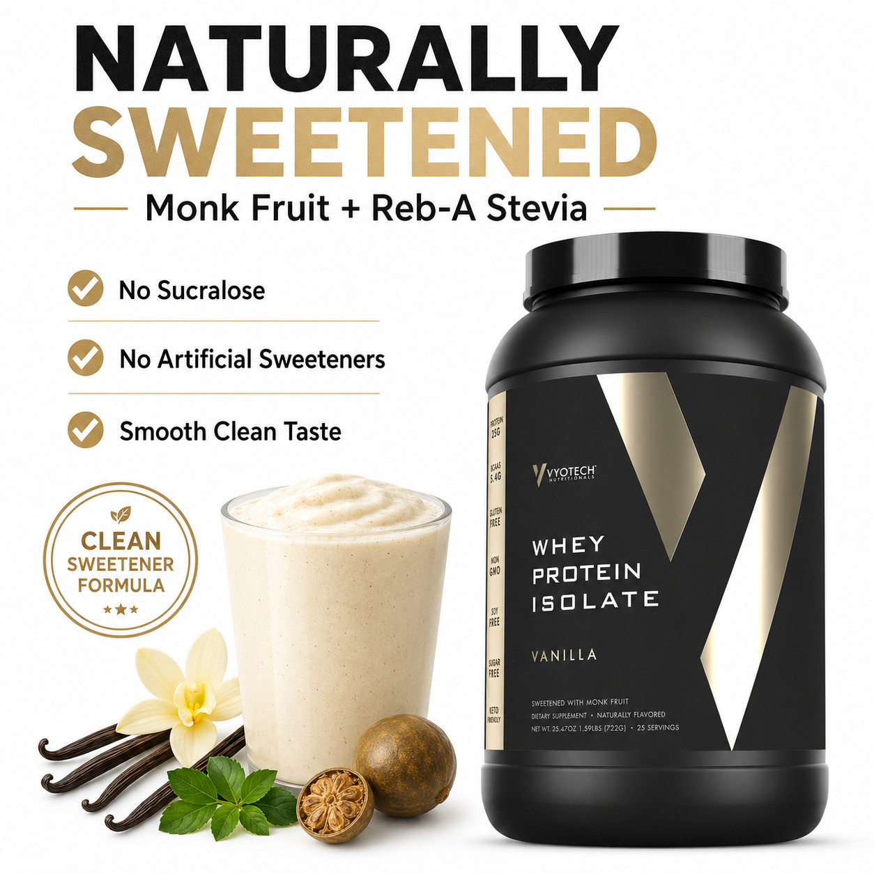 Whey Protein Isolate with Digestive Enzymes Vyotech Nutritionals Zero Carb