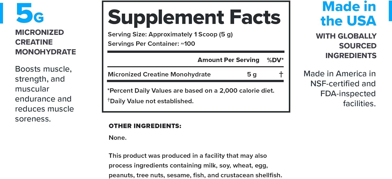 Micronized Creatine Monohydrate Powder – Clean Pure Creatine Supplement for