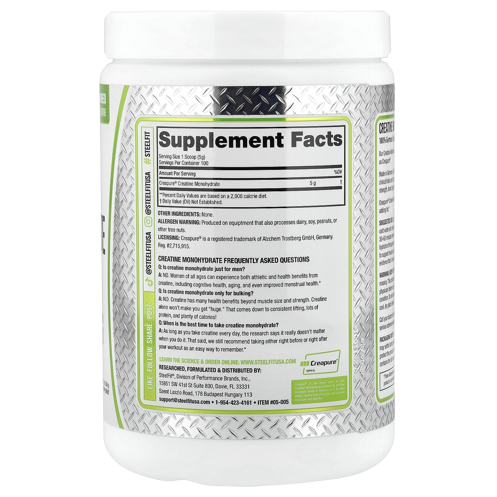 Creatine Monohydrate, Unflavored, 17.6 oz (500 g)