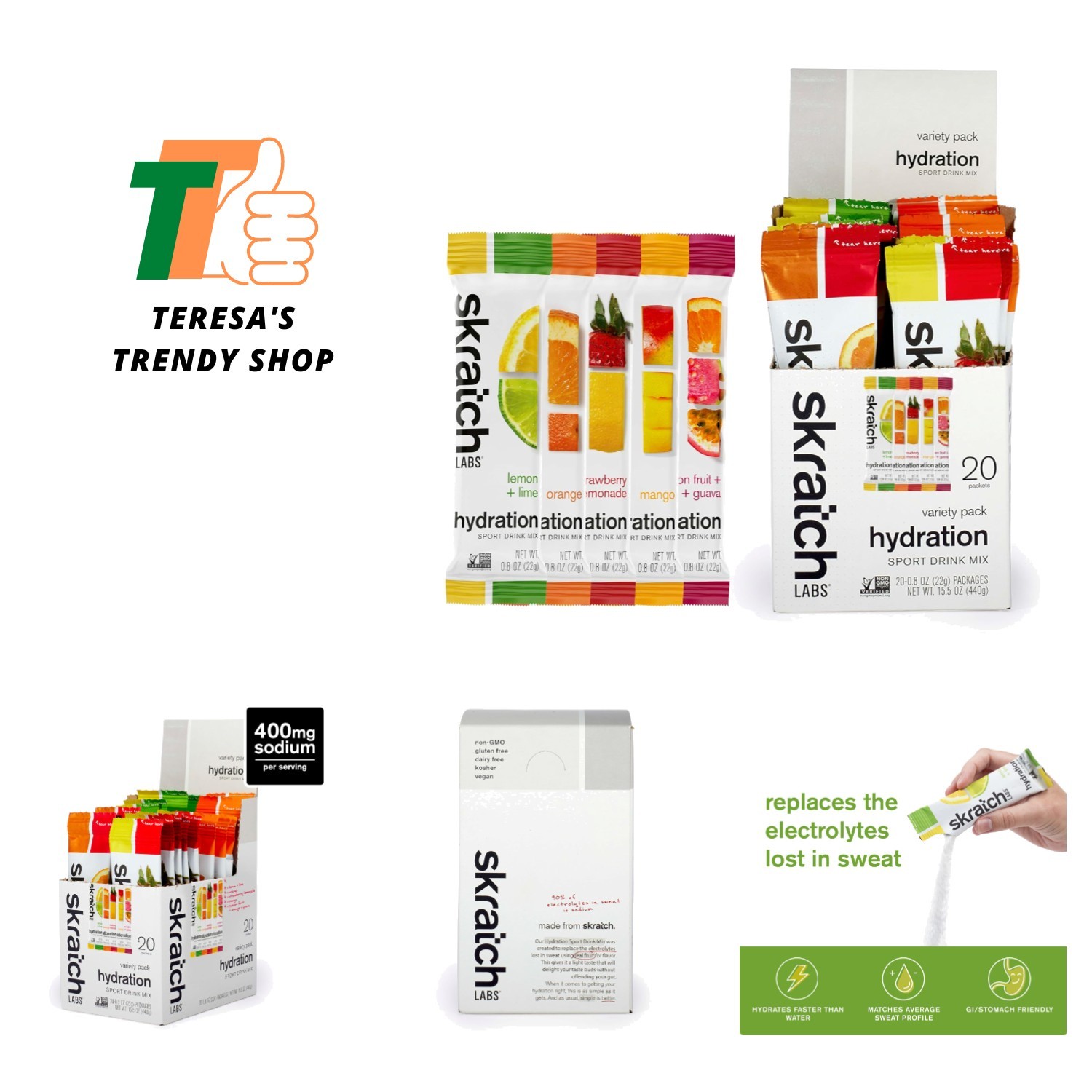 Hydration Packets Variety Pack – 20 Electrolyte Drink Mixes for Athletes