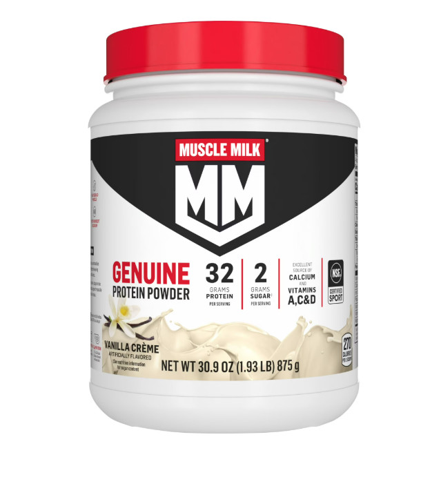 Muscle Milk Genuine Protein Powder, Vanilla, 32g Protein, 1.9lb, 30.9oz