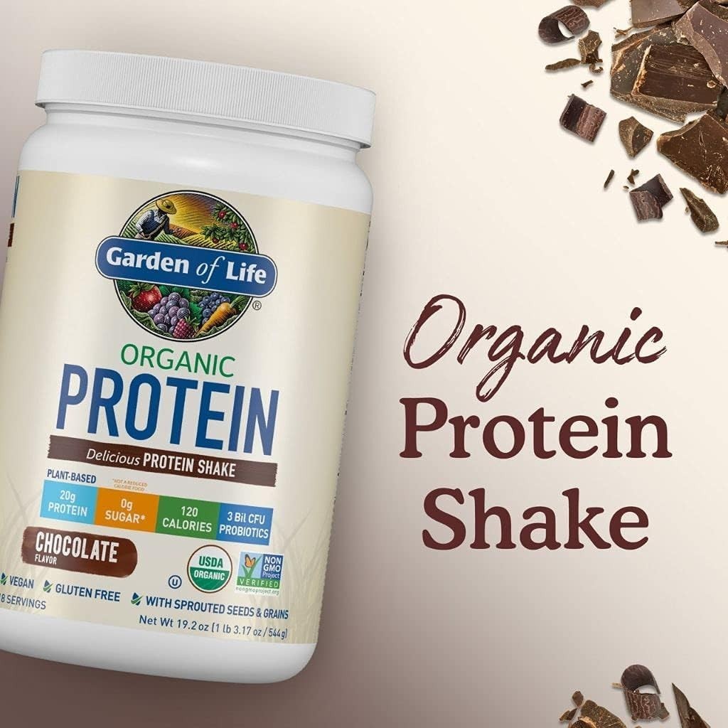 Pack 2 Garden of Life Organic Protein Plant Based Powder CHOCOLATE, 20 oz, 10/27