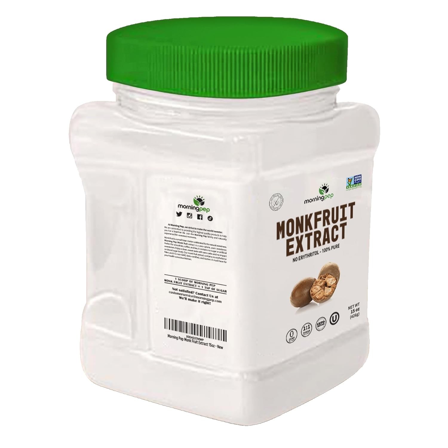 Morning Pep 100% Pure Monk Fruit extract sweetener, No 15 Ounce (Pack of 1)
