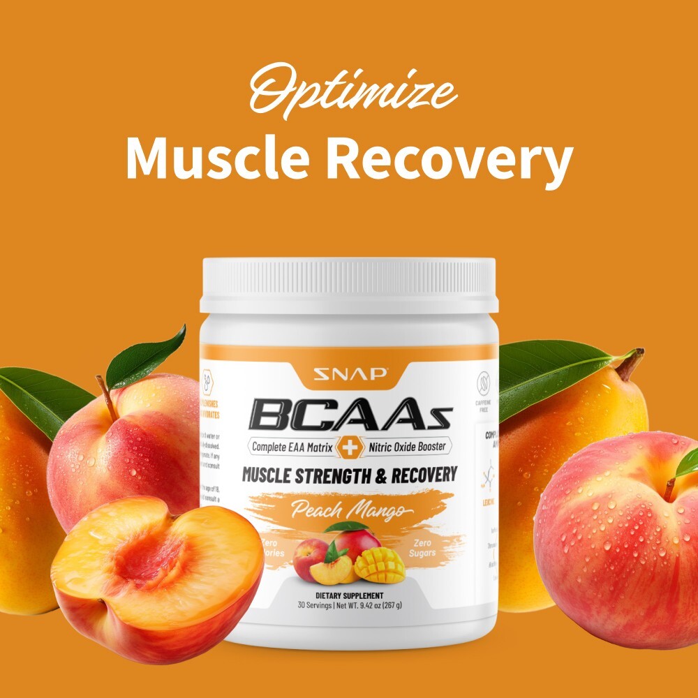 BCAA Powder Peach Mango Post Workout Muscle Strength & Recovery – 30 Servings