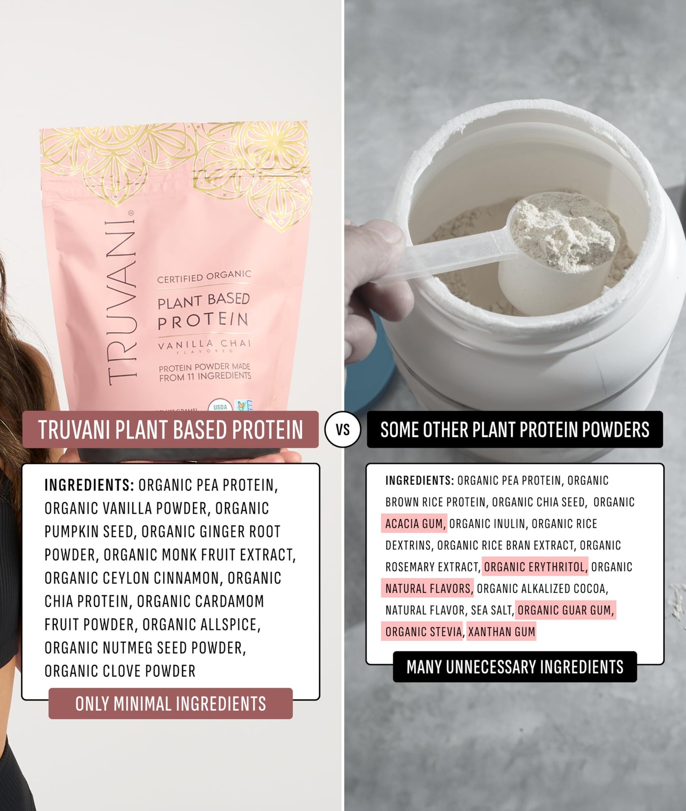 1/27 Truvani Vegan Pea Protein Powder | Vanilla Chai | 20g Protein | 20 Serv
