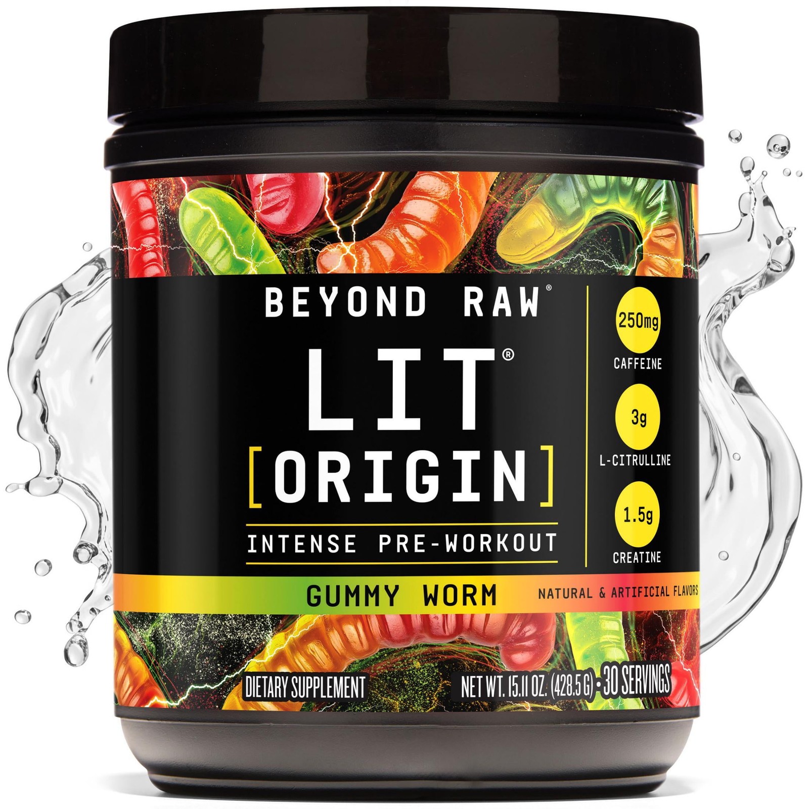 Beyond Raw LIT Origin Pre Workout Powder, Watermelon, for Men & Women