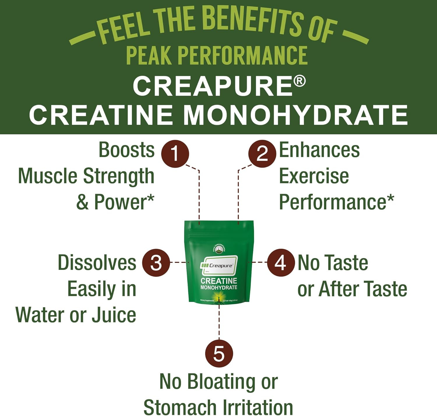 Creapure Creatine Monohydrate Powder. Ultra High Purity German Made Creatine wit