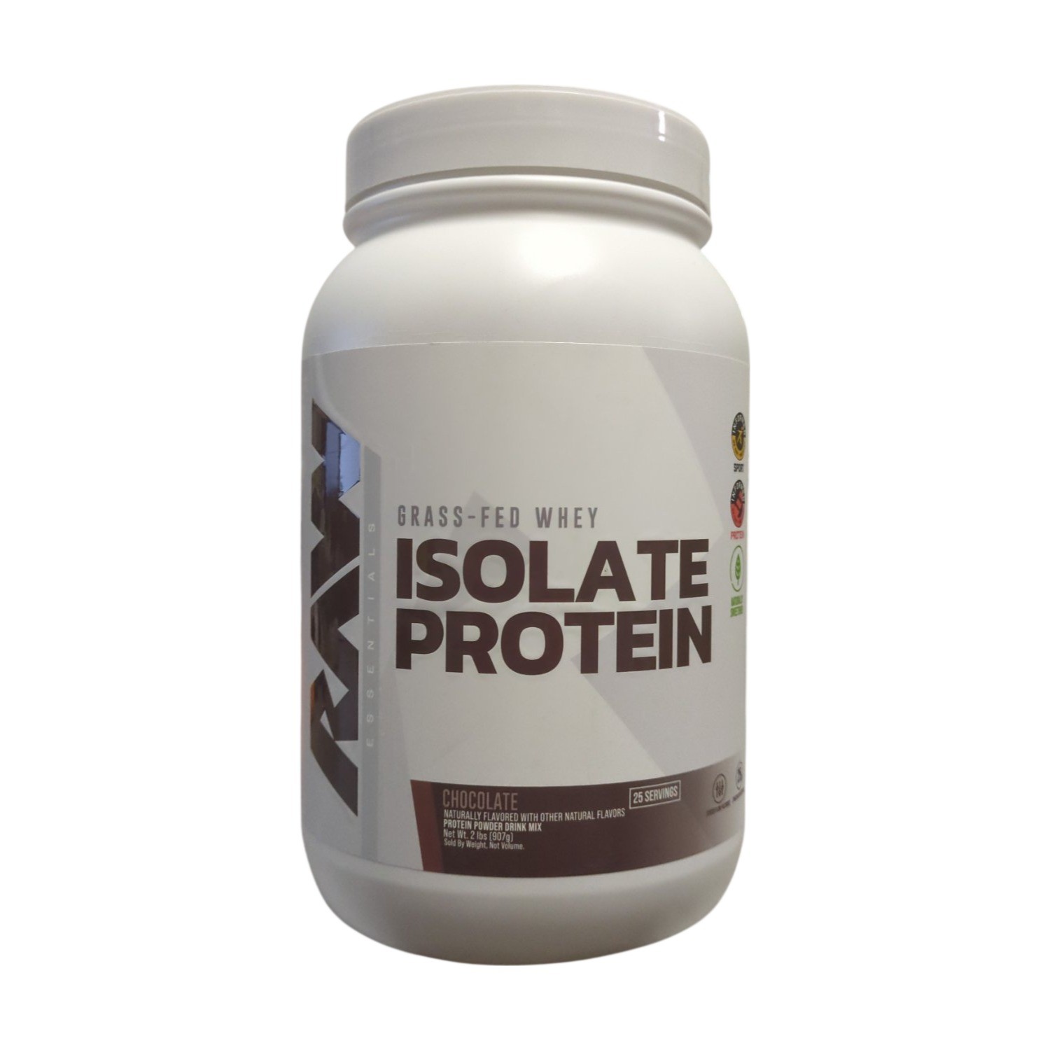 RAW 25g Grass Fed Whey Isolate Protein Powder, Chocolate, 2lbs