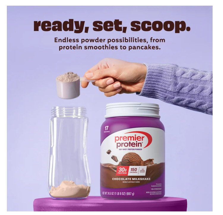 Premier Protein Whey Powder Chocolate Milkshake 1.5lb 30g Protein