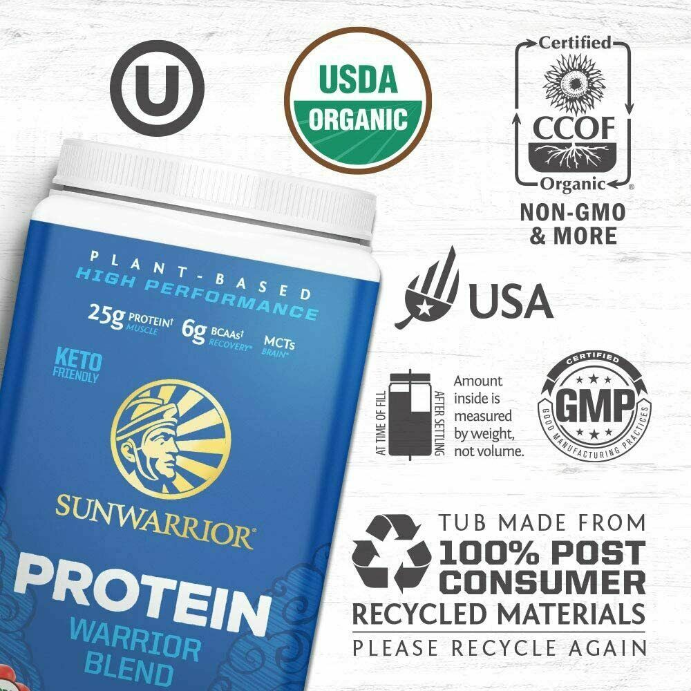 Sunwarrior Warrior Blend, Organic Vegan Protein Powder with BCAAs and Pea…