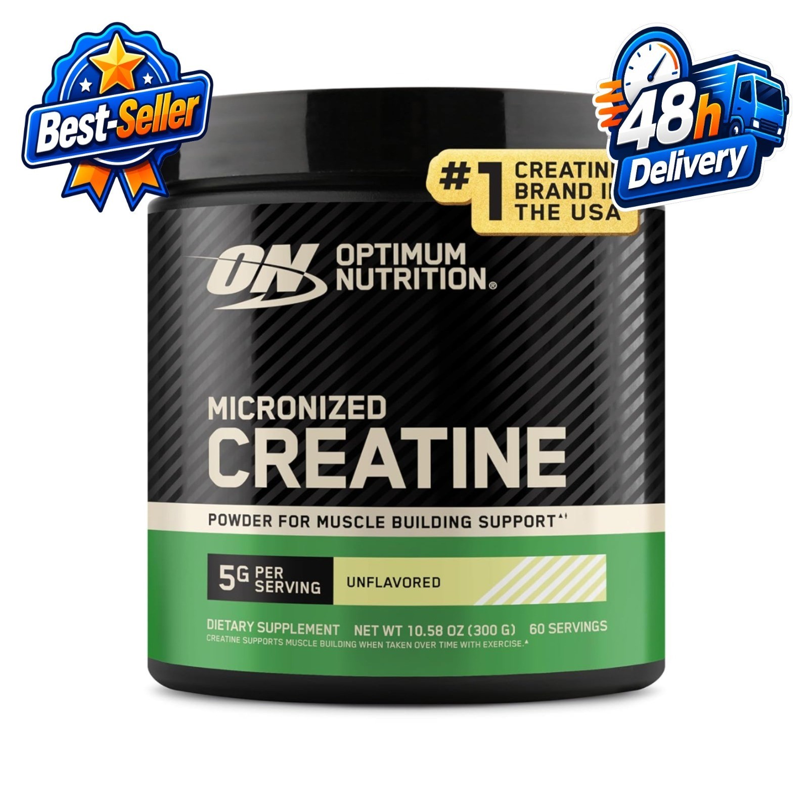 Optimum Nutrition Micronized Creatine Monohydrate Powder 5g 60 Servings