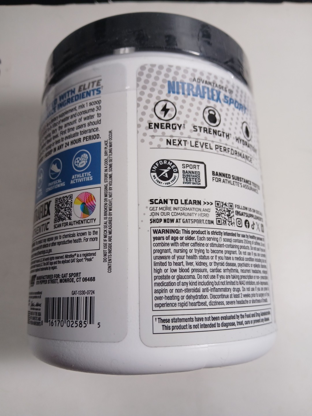 GAT Sport Nitraflex Advanced Pre-Workout 10.9 oz Blue Rasperry Exp. 07/2027