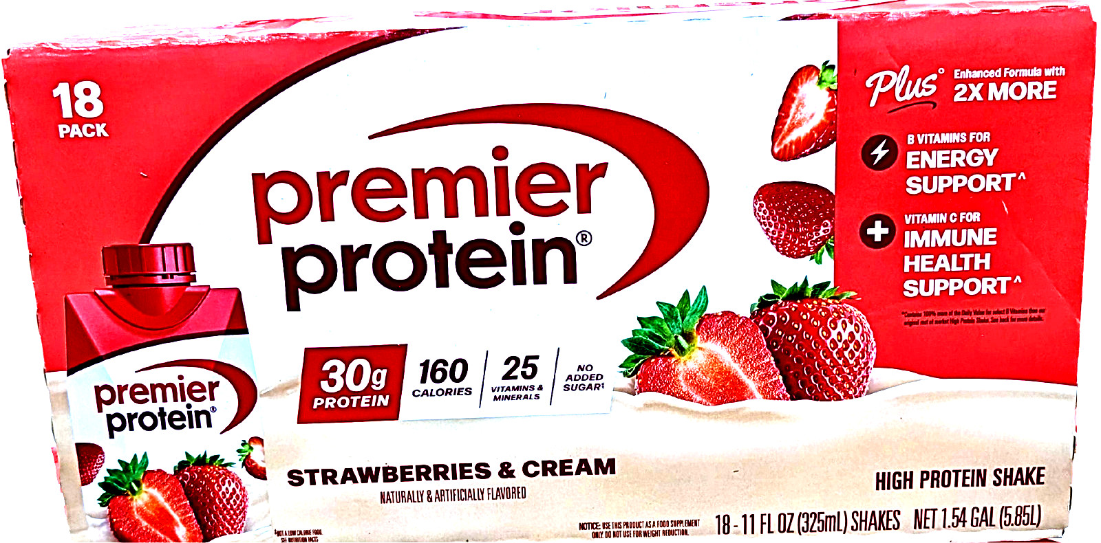 Premier 30g Plus High Protein Shake Strawberries & Cream 18 Ct x 11 Fl Oz 03/27