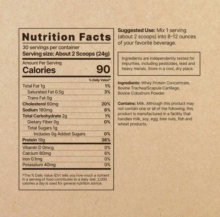 HEART & SOIL Animal based protein-100% Grass-Fed  Whey with Collagen & Colostrum