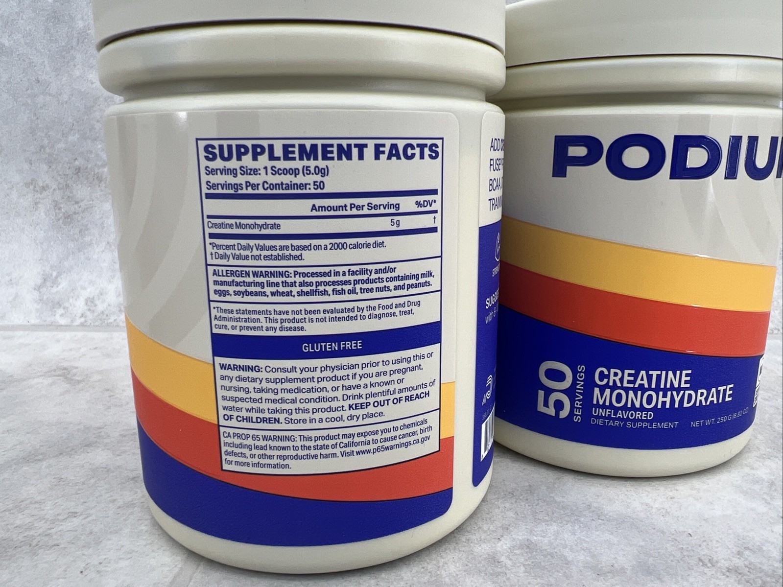 2 Pack! Podium Creatine Monohydrate, 50 Svgs Ea Unflavored, Boost Strength 7/27