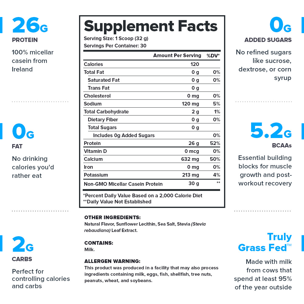 Casein + Protein Powder naturally sweetened and flavored