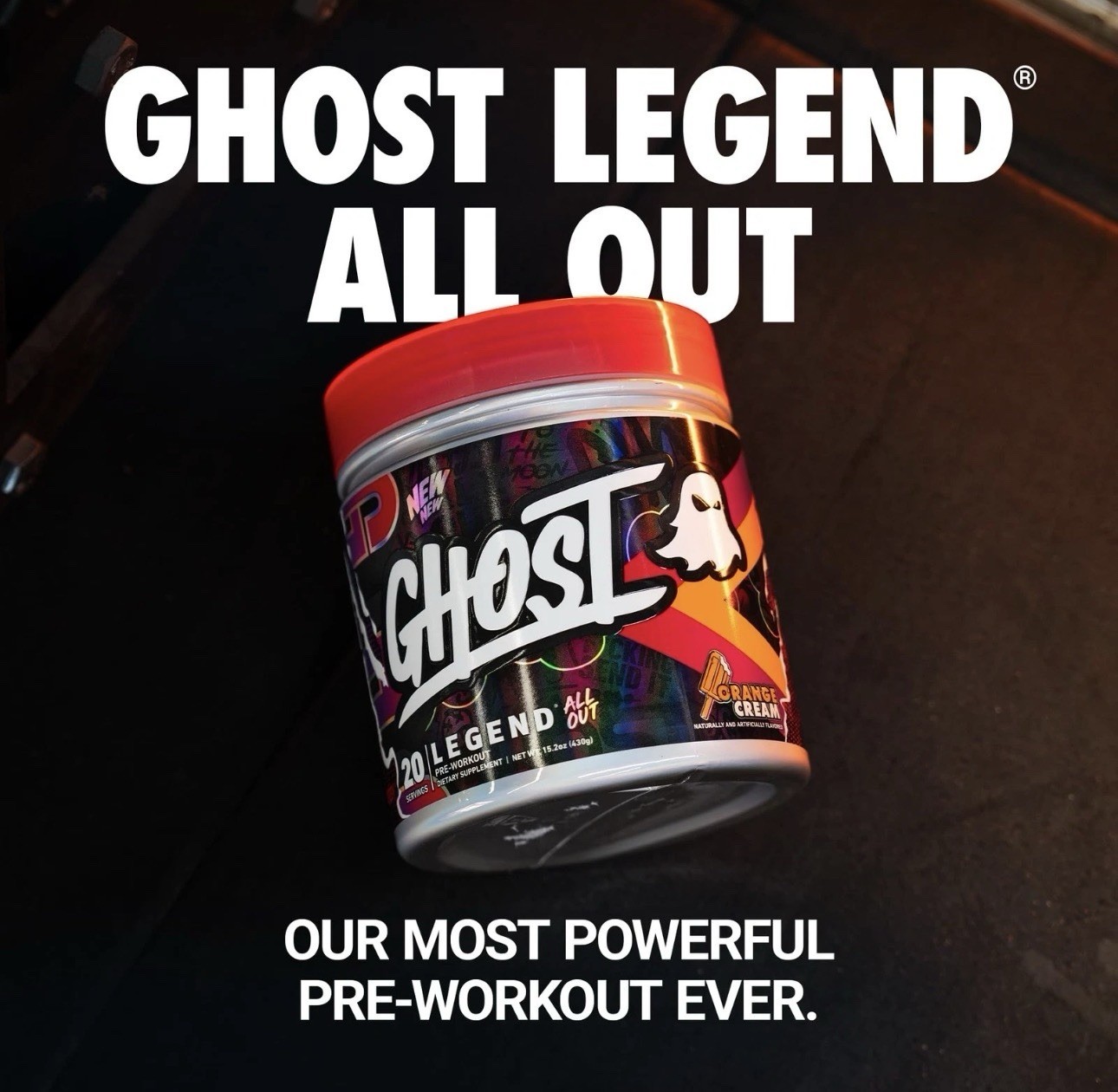 Ghost Legend All Out V2 Pre-Workout Powder Orange Cream – 20 Serv Exp 09/2026