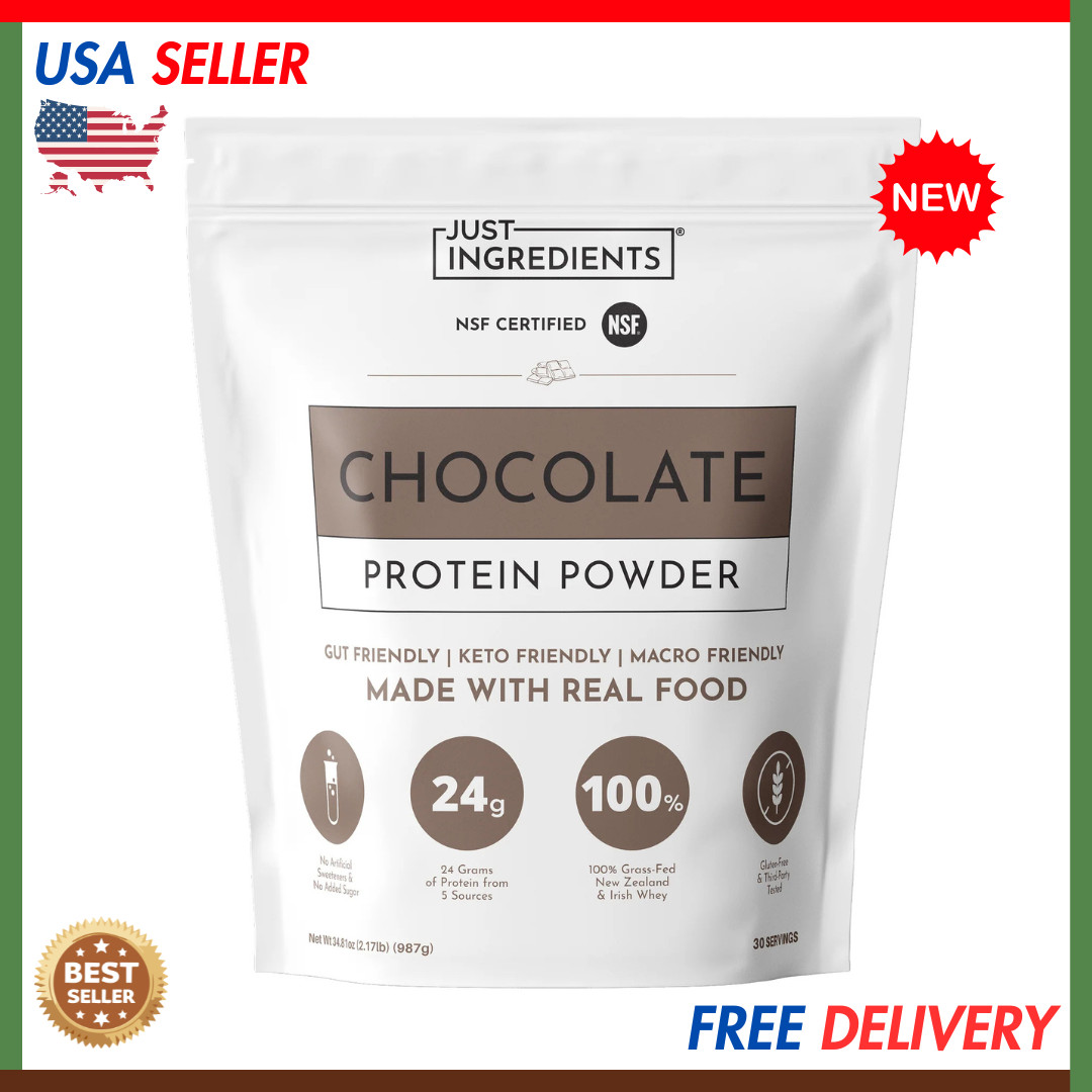 Just Ingredients Chocolate Protein Powder | Grass-Fed Whey Protein | Chocolate