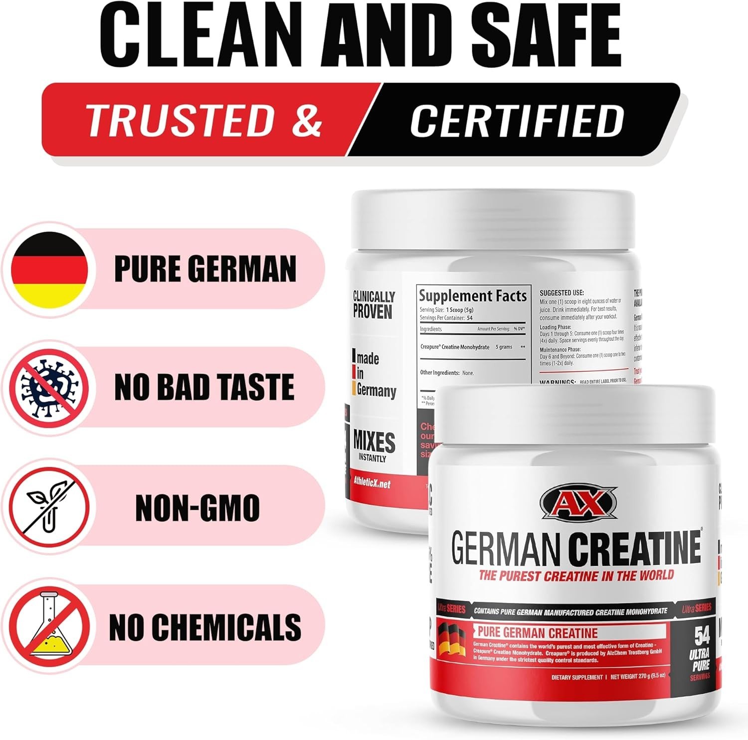 German Creatine – Micronized Creatine Monohydrate Powder, 99.99% Pure Creapure f