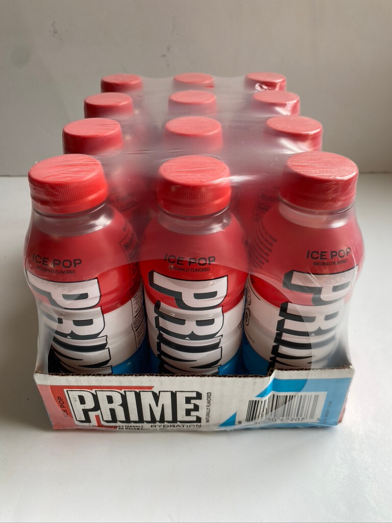Prime Hydration Drink Flavor Ice Pop Case of 12 Bottles 16.9 oz Each