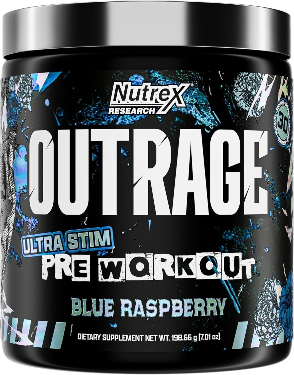 Outrage Ultra HIGH STIM Pre-Workout Powder for Men | 400mg Caffeine, L-Citrul