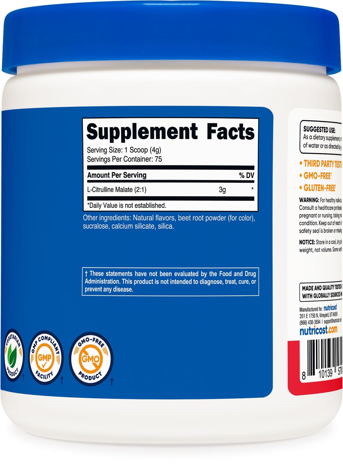 Nutricost L-Citrulline Malate 2:1 300g Fruit Punch – Workout Support, 300 g