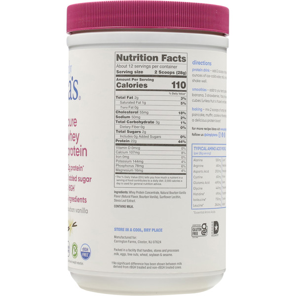 Simply Tera’s Bourbon Vanilla Pure Whey Protein Powder 12oz New Sealed Exp 2027