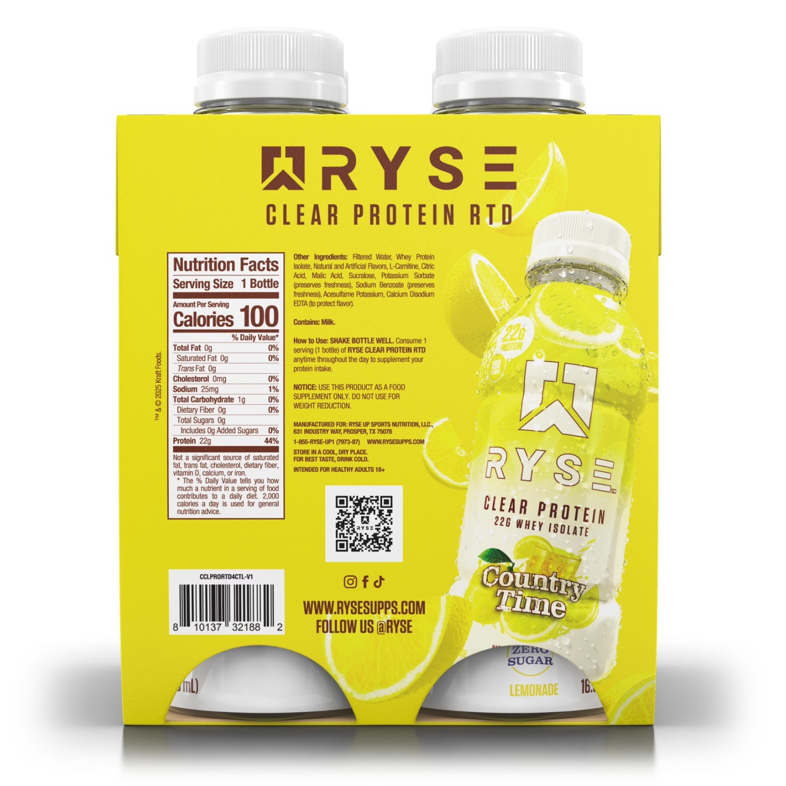 RYSE Protein RTD County Time Lemonade 16.9 oz 4 pack