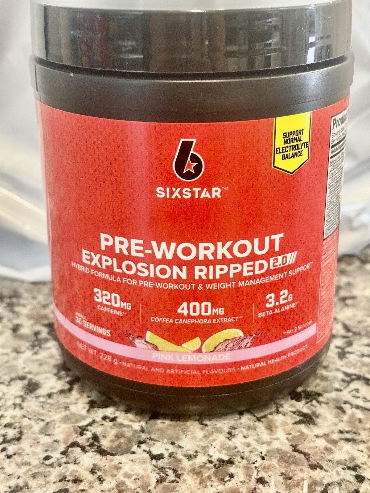SixStar Pre-Workout Explosion Ripped 2.0 Powder Pink Lemonade 228g 320mg