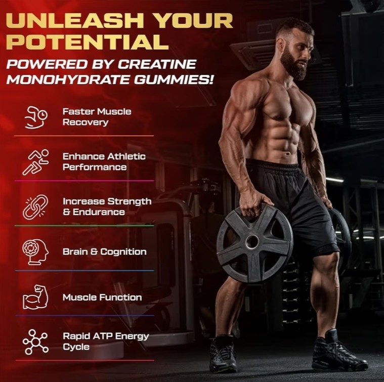 Kukaly Creatine Monohydrate Gummies for Men Women, 9000MG Creatine Gummies